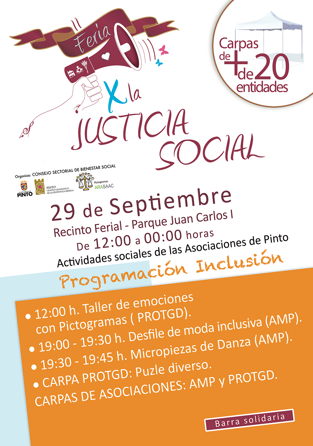 Cartel de la II Feria de la Justicia Social en Pinto